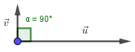 Vecteurs orthogonaux, angle alpha = 90 degrés