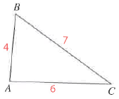 Triangle ABC avec AB = 4, AC = 6 et BC = 7