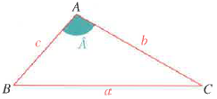 Triangle ABC avec les notations a, b, c pour la formule d'Al-Kashi