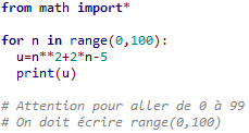 Programme Python pour la suite explicite