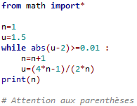 Programme Python pour la recherche du rang de convergence à epsilon près