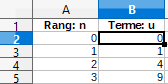 Tableur pour la suite explicite