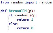 Code Python de la fonction bernoulli(p)