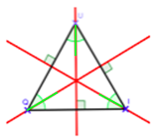 Triangle équilatéral — axes de symétrie