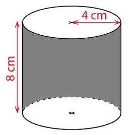 Cylindre de rayon 4 cm et de hauteur 8 cm