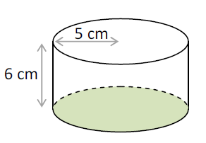 Cylindre de rayon 5 cm et de hauteur 6 cm