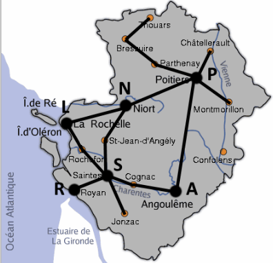 Plan du réseau TER de la région Poitou-Charentes
