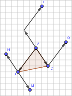 Correction : points M, N, P, Q placés dans le triangle ABC