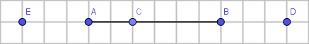 Correction : segment avec les points E, A, C, B, D placés