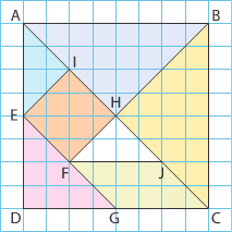 Tangram : figure géométrique avec les points repérés