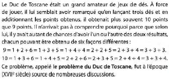 Énoncé du problème du duc de Toscane