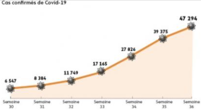 Graphique du nombre de cas confirmés de COVID-19