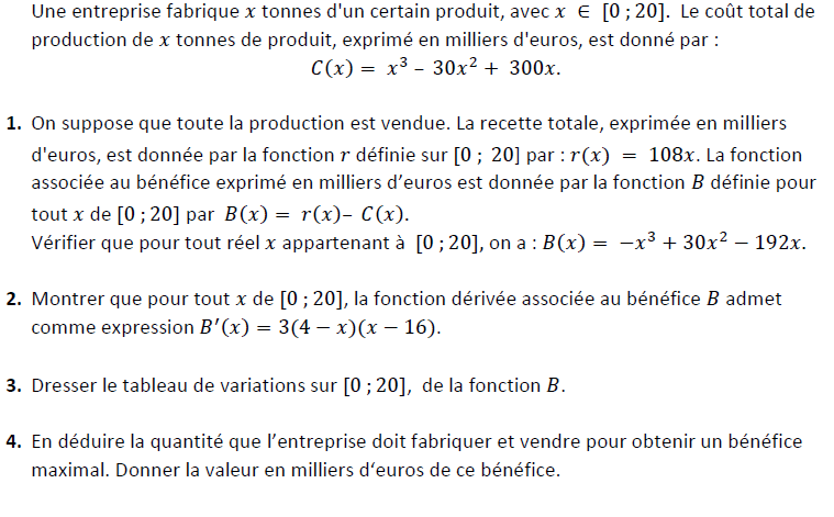 Exercice bac troisième degré 2 - partie 1